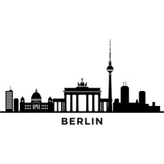 Fototapeta premium Berlin city skyline silhouette with famous landmarks and text 