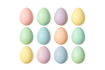 Pastel easter eggs creating seamless pattern on transparent background