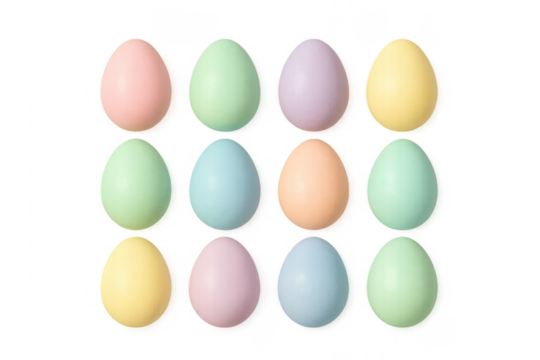 Pastel easter eggs creating seamless pattern on transparent background - Powered by Adobe