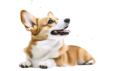 Playful Corgi Sitting Happily on White Background