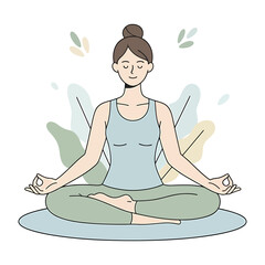 Woman meditating in lotus pose with calm expression
