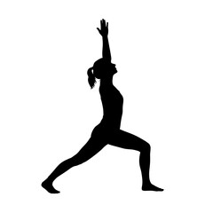 Inspirational Black Silhouette Yoga Pose Vector Warrior Fitness Health Wellness Lifestyle