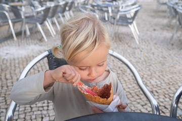 Little 4 Year Old Girl Eating Ice Cream