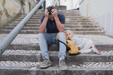 A Father Having a Health Problem and His Little Daughter Trying to Help