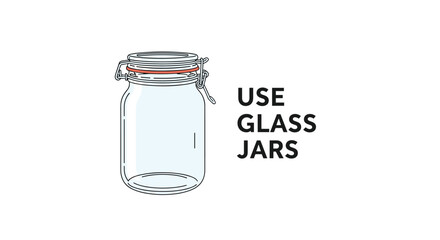 Graphic illustration of a transparent glass jar with an airtight flip-top lid, emphasizing the text \.