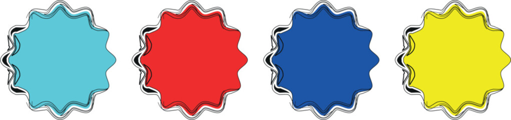 Comprehensive Vector Set of Starburst and Sunburst Zigzag Shapes Including Rounded, Circular Silhouettes for Creating Offer Price Tags, Sale Labels, Discount Stickers, and