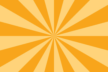 Orange stripes burst lines background. Sun ray light. Circus background of spiral yellow orange rays vector. Radiate sunlight. Vintage stripes halftone radial wallpaper for poster, banner.