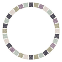 Decorative frame with geometric squares and continuous line art in pastel colors. Clean and modern abstract background ideal for wallpapers, textiles, wrapping paper, and digital design projects.