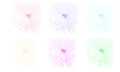 Vibrant gradient spiderweb collection, abstract art, modern pattern