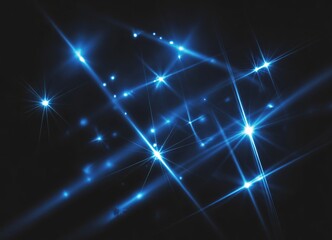 Dynamic abstract blue light streaks and starbursts create a vibrant futuristic background for technology and innovation themes