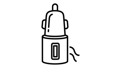 Line icon of a car charger with a usb port, providing power for mobile devices in vehicles. Vector