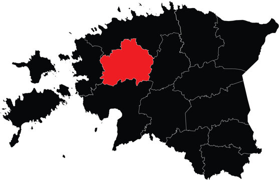 Vector Map of Rapla County on Estonia Map