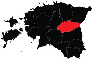 Vector Map of Jogeva County on Estonia Map