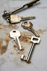 Set of keys on marble table
