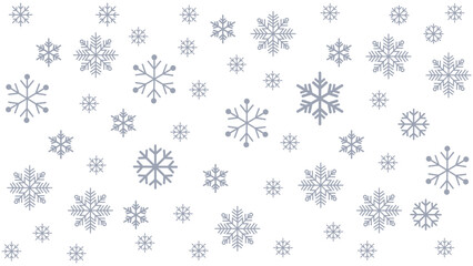 Minimalist winter background featuring falling blue snowflakes on a white backdrop. Perfect for Christmas cards, seasonal greetings, holiday banners, and festive digital or print designs.	