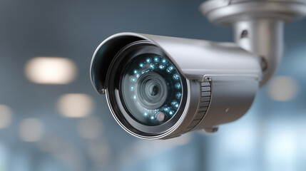 Facial recognition technology scan, detects people face for identification in crowded places. Security camera motion detection system identifies, recognizes people with big data.