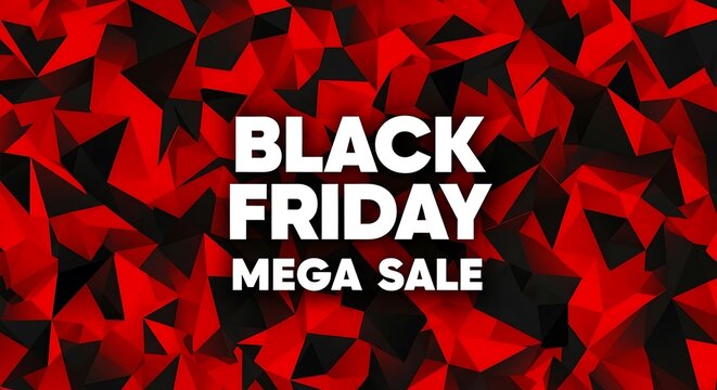Black Friday Mega Sale with Geometric Red and Black Design for Holiday Shopping