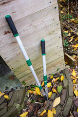 grass scissors and cabin window