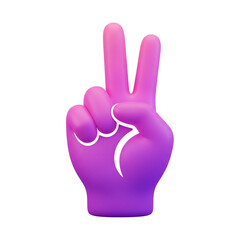 Obraz premium A 3d render of a purple hand making a peace sign