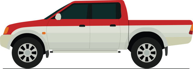Twin cabin pickup truck flat side view
