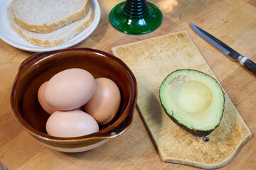 raw eggs and avocado