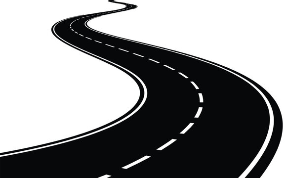 Vector illustration of roads, highways, and winding streets in black and white. Perfect for travel, transportation, journey, route, driving, and perspective-themed design projects.