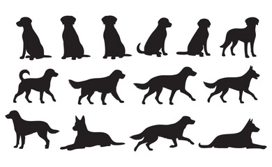 Black Dog Silhouette Bundle Vector Set