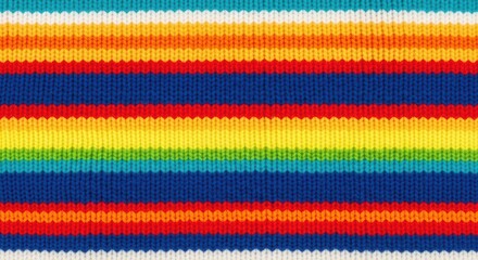 Colorful striped knit pattern with rainbow colors and textures
