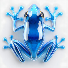 Top down view of a Blue Glass Frog with unique texture and sophisticated eyes on white