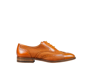 Elegant Brown Leather Brogue Shoe on Transparent Background