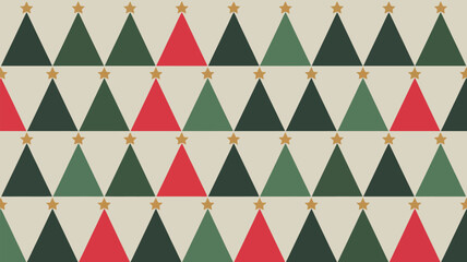 Repeating pattern of festive Christmas trees with golden stars, a charming holiday backdrop for seasonal designs and celebrations