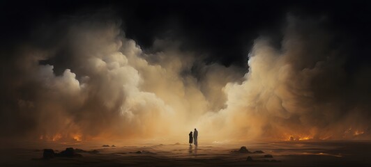 a light Ied Mubarak , coming out of the smoke,generative AI
