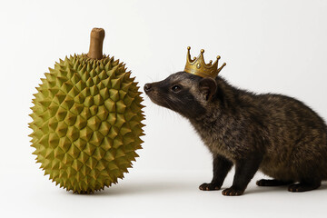 Musang King durian on a white background