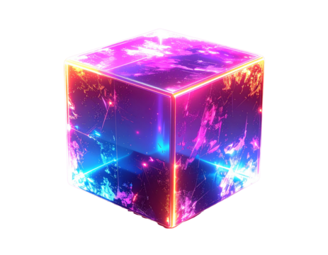 Futuristic Holographic Cube With Floating Glow