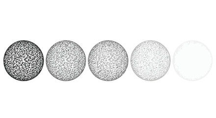 Spherical Gradation A Sequence of Textured Spheres Depicting Light and Shade on a White Background