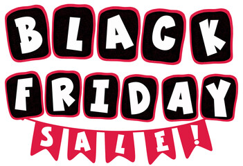 Black Friday Sale Banner PNG Bold Retro Lettering Illustration for Promotions