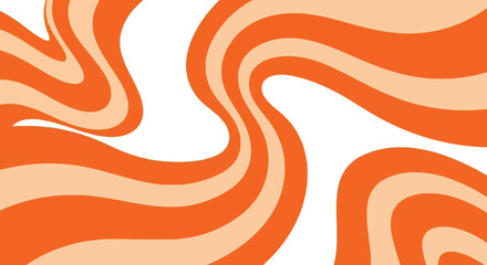 Abstract Orange and Cream Swirl Pattern Design Retro Wave Lines for Backgrounds