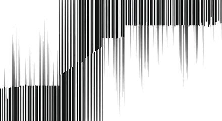 Abstract digital art featuring a monochrome composition of vertical bars, symbolizing technological progress, data streams, and electronic sound waves