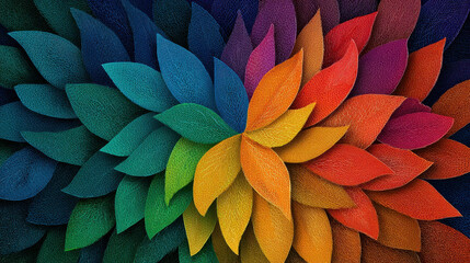 Abstract Floral Burst of Colors: A vibrant display of abstract petals radiating outwards, showcasing a spectrum of intense hues and captivating textures, evoking creativity and artistic expression.