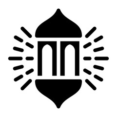 Traditional Islamic Famous Lantern Icon. Glowing Light Symbolizing Celebration, Spirituality, and the Holy Month of Ramadan or Eid Festival