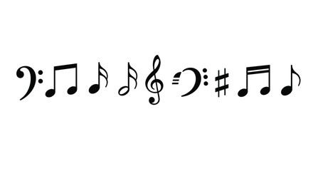 Musical Note Symbols Diverse Black and White Music Notation