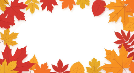 Autumn Foliage Border Frame of Fall Leaves for Creative Designs