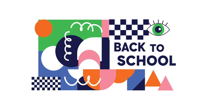 Back to School Abstract Colorful Graphic Art Composition - Powered by Adobe