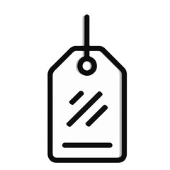 Simple black outline icon of a price tag with a percentage symbol inside