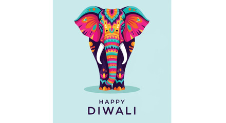 Vibrant Diwali Celebration with Abstract Elephant Design