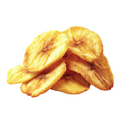 Banana chips PNG die-cut, banana chips styled as premium snack imagery, banana chips presented in clean studio light for commercial food packaging and healthy snack advertising scenes