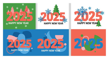 New Year 2025 Colorful Vector Graphic Designs Collection