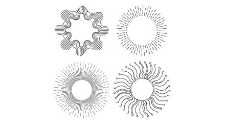 Abstract Sunburst Design Elements Vector Set of Geometric Graphics