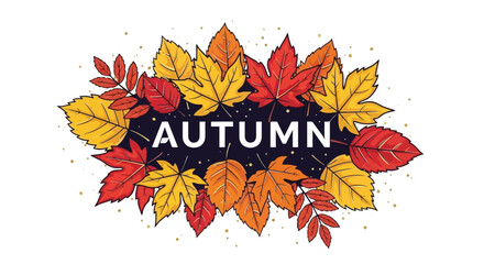 Autumn Leaves Vector Illustration with Seasonal Greetings