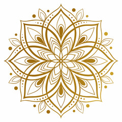 Elegant golden mandala design, perfect for adding a touch of luxury and sophistication to your designs, evoking a sense of peace and harmony with its intricate details and radiant glow